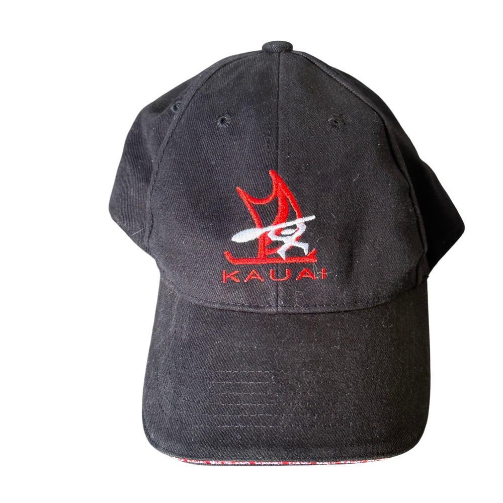 Kauai Hawaii Embroidered‎ Black Baseball Cap Hawaiian Headwear Adjustable